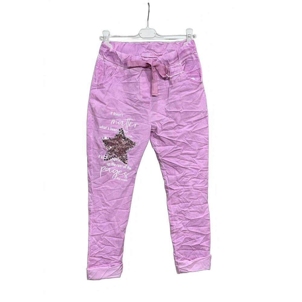 NEW OZ women's embelished crinkle jogger in dark pink
